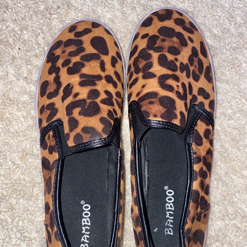 Leopard print slip on flats. Size 8.5, worn maybe 3-4 times.